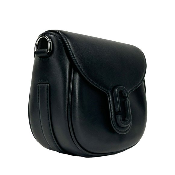 NEW W/ DUSTABG Marc Jacobs The Covered J Marc Saddle Bag Crossbody Black Leather - Picture 4 of 9